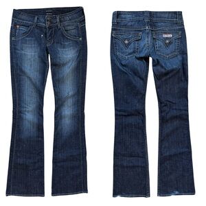Hudson Ultra Low Rise Dark Wash Button Fly Signature Bootcut Jeans Size 26